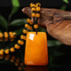 Qinhenghui guaranteed-price official beeswax pendant for women and old men, chicken fat yellow amber long necklace, ethnic style hanging F style/Hulu Wushi brand (old honey style)