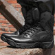 
Junluoke autumn and winter sting zipper combat boots men and women tactical boots flying land combat high-top black cowhide training boots D14099 black 42