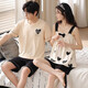 Lemianxin couple pajamas for women in summer pure cotton women home clothes suspenders casual cotton men summer pajamas suit DD9902 M women + men XL