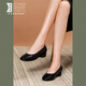 Lu Shinan echtes Leder flacher Arbeitsschuhe für Frauen Schwarze mittelschwere Absatz Große Schuhe Heels Mutterschuh kleine Größe nicht rutschfeste Arbeit Schuhe Schwarz 181-691q 34