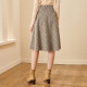 Shandubila British style sub-skirt women's autumn and winter slim a-line skirt large skirt woolen mid-length skirt 104Q32661 apricot plaid L