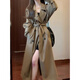 GARNUO Khaki trench coat women's mid-length 2025 early spring and autumn new Korean style small high-end casual coat Khaki M 111-130Jin Jin is equal to 0.5 kg