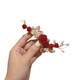 Qianbaolai temperament red camellia hairpin women's back of the head ancient style hairpin classical side clip cheongsam bride toasting headdress red camellia hairpin