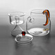 Guozi floral and moist glass tea set, one pot and four cups GZ-S39