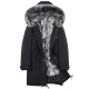 BEVERRY rabbit fur lining men's parka mid-length fur coat winter warm men's coat black XL