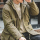 Maden Workwear American Retro M47 Park Fleece Kapuze-Militärmantel mit mittlerer Länge warme dicke Baumwolljacke Herren Winter Military Green S