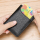 QIGER card holder men's genuine cowhide ultra-thin compact card holder women's bank card holder mini ID cover multi-card slot card bag black