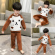 Pudding Fish Children's Clothes Boys' Pajamas Autumn and Winter Children's Flannel Girls' Coral Fleece Plus Velvet Thickened Little Boys' Middle and Large Children's Home Clothes 8012 - Gray 90cm (90 size recommended height is about 90cm)