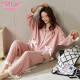 Modal pajamas for women in autumn and winter pure cotton waffle long sleeve trousers wearing Korean cute cartoon women's home clothing suit MJ9854 women M