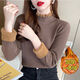GTYUWVG加绒加厚打底衫女士秋春内搭年新款洋气保暖高领针织毛衣女 卡其色1098#一体(绒) S