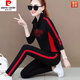 皮尔卡丹（pierre cardin）纯棉休闲运动套装女2025春秋新款时尚立领运动服广场舞卫衣两件装 9928.绿色 M