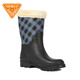 Very good (Jolly Walk) Winter waterproof and cold-resistant rain boots for women's non-slip water boots, fashionable outer wear velvet warm water shoes, new style plus velvet rain boots, blue plaid plus velvet warm JW322 37