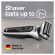 Braun Serie 7 7027Cs Männer -Elektrorasierer mit Bart Trimmer wiederaufladbar nass und trocken mit Ladestation 1 Stunde schnelles Lade Silber Schwarz