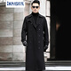 KAISER brand 100% wool woolen coat men's long windbreaker jacket double-breasted suit collar belt double-sided woolen wool black 50/XL