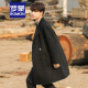 Romon (Romon) Bright-Line-Design doppelseitiger Wollmantel für Herren-Mitte des Herbstes und Winterkaschmirwolle, verdickte Windbreaker-Jacke für Männer grau-grüne XL (145-165jin [Jin ist ungefähr 0,5 kg])