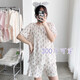 Songjing Summer Fett Plus Size 300 Jin [Jin entspricht 0,5 kg] Pyjama für Frauen, Baumwolle kurzärmelige lässige lockere Fett mm300 Jin [Jin ist gleich 0,5 kg] Home Clothing Set H12187# All Size 3xL Code 200 Jin [Jin gleich 0,5 kg]
