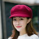 Woodpecker Hat Women's Korean Style Autumn and Winter Woolen Beret British Style Fashion Versatile Duck Bill Octagon Hat Caramel Color M Adjustable (54-59c)