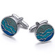 KFLK High-End-Shirt Manschettenknöpfe Herrenärmel Shirt Knöpfe Business Geschenk Französisch Manschettenknöpfe Metallanpassung Neues Produkt, fliegt über die Berge Cufflinks Blue Serie