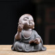 Jiuzao Creative Purple Clay Tea Pet Little Monk Ornament Boutique Can Foster Zen Little Novices Tea Ceremony Tea Play Tea Art Tea Room Desktop Decoration Black Gold Sand - Tea Drinking Little Monk/CYY