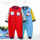 Huahuababy spring, autumn and winter cute little bear baby plus velvet thickened crawling suit spring boy baby jumpsuit large size warm pajamas red 90cm