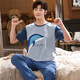 Daikaqi boy pajamas summer teenage boys junior high school high school home clothes summer thin style can be worn loose men - short-sleeved trousers men 3519 M teenager size