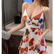 Tang Jun sexy low-cut deep V suspender dress nightclub clothing out-of-breast nightclub women's short skirt black M 95-105