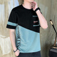Dingfengbaoluo Kurzärärmelte T-Shirt Herren Sommer Trendy Brand Fünf-Punkte-halbärmelige Baumwoll-Baumwoll-T-Shirt-Top-Herrenkleidung 21056 Black XL