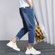 
Zuoyoupin (zuoyoupin) jeans men's cropped pants summer casual straight pants men's fashion boys versatile trendy trousers TC673 light blue L