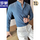 ROMON new Chinese style summer new high-end stand-up collar shirt men's long-sleeved shirt stretch drape shirt blue top white XL (135-150Jin Jin equals 0.5 kg)