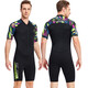 Yobel men's one-piece swimsuit 1.5MM neoprene warm long-sleeved sun protection swimsuit snorkeling surfing boating wetsuit black pattern short-sleeved shorts M recommended weight 120-140Jin Jin equals 0.5 kg