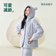 Anzhiban Companion Pet Antistatic Couple Pajamas Autumn and Winter Snowflake Velvet Casual Solid Color Hooded Men's and Women's Home Clothes Linwulan M