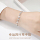 Ancient lucky four-leaf clover bracelet for women S925 silver Korean style girl's bracelet simple fashion personality student trend Internet celebrity bestie couple sweet and cute forest jewelry S394 lucky four-leaf clover silver bracelet (white diamond)