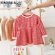Radinka2025 new autumn and winter girls dress children's knitted plaid skirt baby girl stylish red princess dress TSB pink bow two-piece set without velvet 100 cm