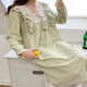 Princess Doretin style nightgown for girls in spring, autumn and winter, sweet lace mid-length pajamas dress thin home clothes sx#9904-1 square neck lace skirt gray M 160