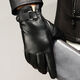 Milechi genuine leather gloves men's winter warm leather gloves for riding motorcycles and driving thin velvet thickened sheepskin gloves brown (velvet) M