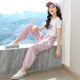 Youyou 1 point girls summer dress fashionable new children's short-sleeved suit summer thin medium-sized children's casual two-piece set 16012 purple + 9889 white 150cm