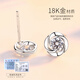 Jingzi PT950 platinum earrings, lucky four-leaf clover fashion earrings, heart of the ocean jewelry, Valentine's Day gift for girlfriend, AU750 premium model-topaz