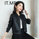 IT.MR Hong Kong trendy brand loose leather jacket women's small coat autumn and winter new Korean style casual handsome motorcycle PU leather jacket black L