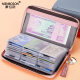 Monbers Card Bag Women's Real Cowhide Multi-function Anti-Demagnetization Bank Card Bag Multi-card Position Women's Business Card Clip Driver's License Set Small Smoked Purple [20 Card Position Anti-theft Brush]