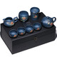 Xihanya Yixing Zisha Pot Purely Handmade Famous Green Clay Kungfu Zisha Tea Set Xishi Teapot Teacup Complete Set Home High-end Tea Maker Gift Box Painted Style (One Pot, Four Cups + Fair Cup + Host Cup + Tea Strainer)