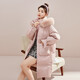 Snow Fly [Cheng Yi recommended] Fashionable fox fur collar cross ribbon warm big fur collar windproof women's down jacket Light velvet powder 1591 XS 155/80A