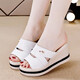 Woodpecker high heel sandals for women 2025 summer new slippers for women wearing high-value wedge non-slip sandals white 37
