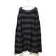 
Yuanle Shen mid-length punk dark versatile European and American ripped autumn and summer sweater for women couple stripes loose niche sweater new red one size