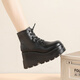 Qisiman Heel Cos erhöhte Schuhe 20 cm Schwamm Kuchen Sohle Martin Boots Herbst und Winter Britische Stiefel Kurzstiefel Frauen Kurzstiefel hohe Sohle schwarz [10 cm Höhe] 38