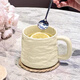 Wanjiaquan mug ceramic drinking cup home office coffee cup breakfast cup couple pair cup good-looking high-value cup stone grain milk yellow without spoon