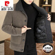 Pierre Cardin winter 2024 new high-end trendy brand handsome short woolen jacket men's winter thickened warm jacket men's black XL