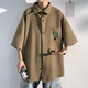 
YOOOURTHING24 summer new high-end casual waffle quarter-sleeved shirt men Hong Kong style brand large size loose shirt men C829 black 4XL recommendation (185-205Jin [Jin equals 0.5 kg])