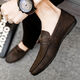 She Mengduo men's beans shoes Korean versatile business casual leather shoes breathable non-slip men's shoes 2022 summer one-foot single shoes d826 black 39