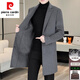 皮尔卡丹（pierre cardin）鹅绒内胆羊毛双面呢外套男士加厚毛呢大衣男秋冬中长款羊 绒风衣 卡其色MN5582【西装领羊毛双面呢 L (110-125斤)
