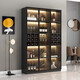 Yunxi home wine cabinet living room wine cabinet household floor-standing sideboard storage cabinet display cabinet simple with tempered glass door wine cabinet light luxury gray single door 40*40*200 with light without wine compartment